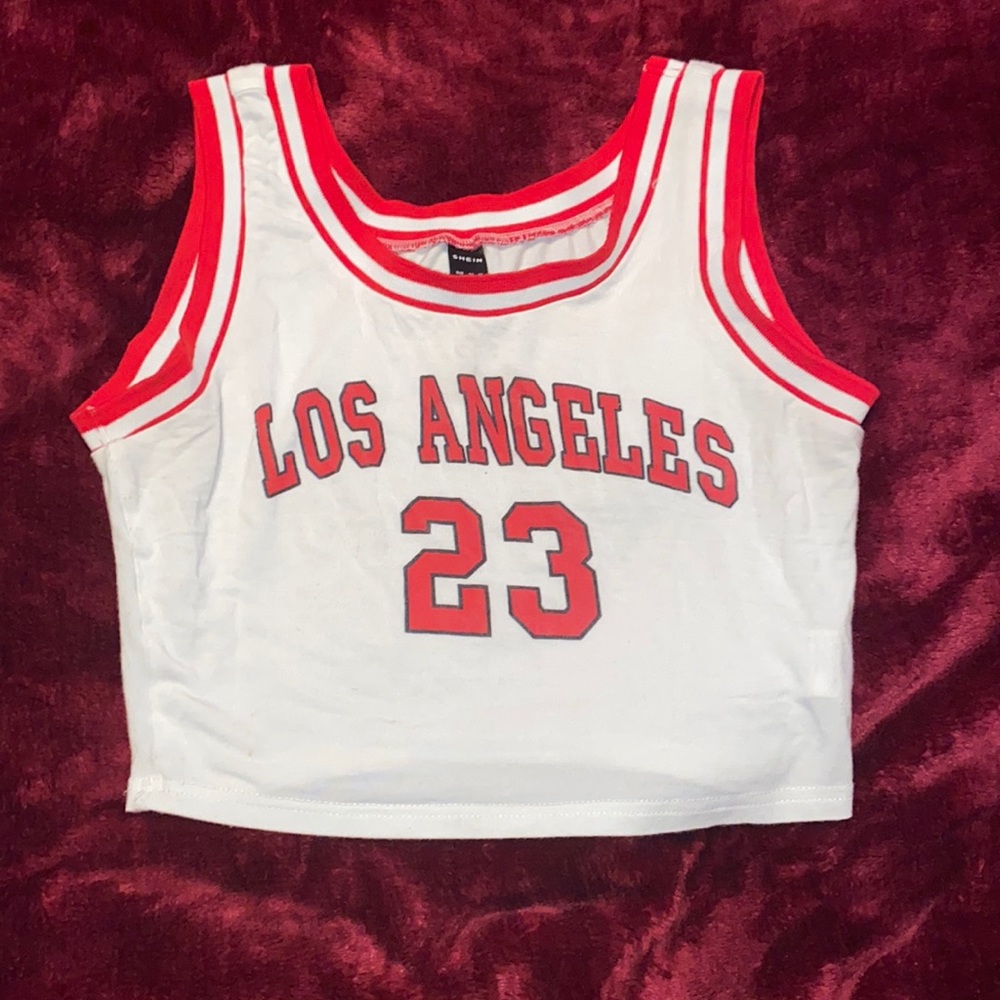Brand: Shein! White and red crop top